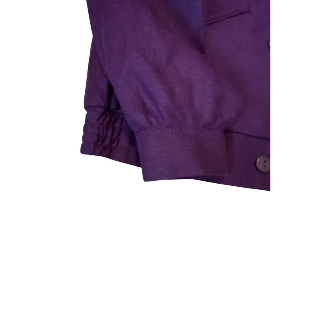 Vintage I. Magnin Purple 100% Linen Pantsuit Jacket Trousers Set USA Size 10